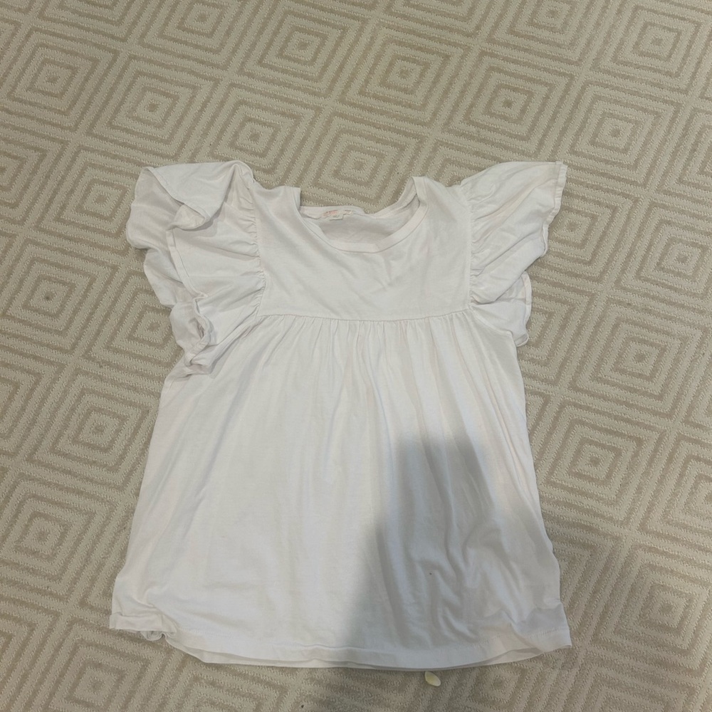 J Crew girls white ruffle top!